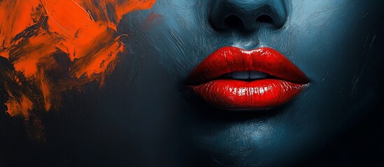 Crimson Lips and Abstract Art: A Study in Contrast and Beauty