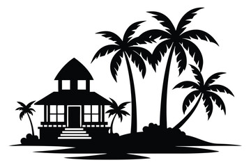 Tropical Cabana Silhouette Clip art