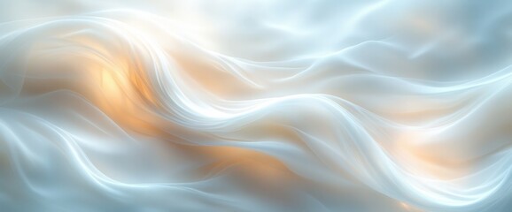 Obraz premium Soft White Silk Fabric Draped with Subtle Golden Light