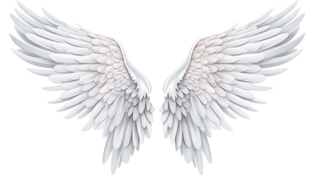 Majestic White Angel Wings on a transparent background