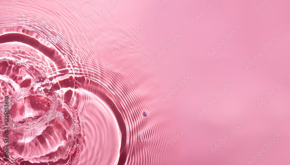 Poster vibrant abstract summer scene a transparent pink water surface touched by sunlight, showcasing a mes