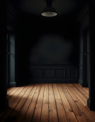 Empty vintage old dark room interior with classic black walls. Retro style design. Background, wallpaper, comic art, with white tones