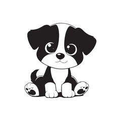 Black and white baby dog drawing