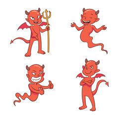 hand drawn cute devil collection