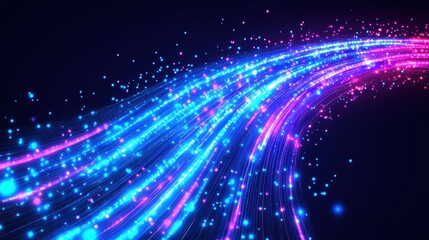 Obraz premium Vibrant Abstract Light Trails in Blue and Pink Colors on Dark Background