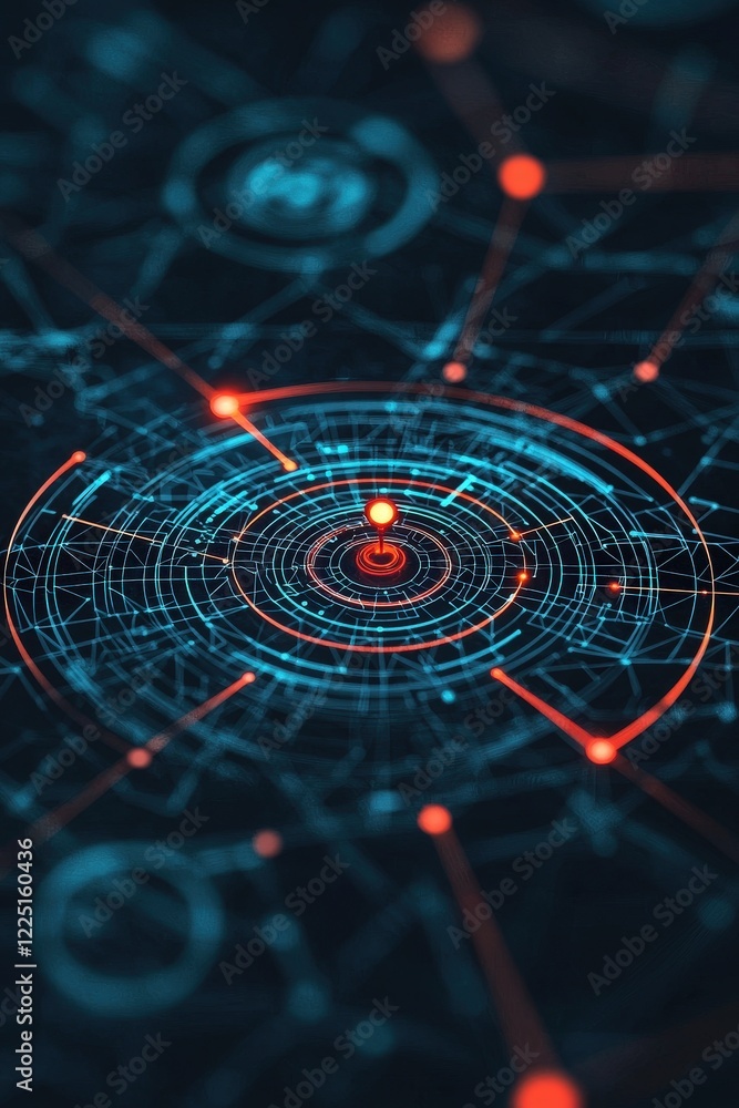 Poster target icon with glowing paths symbolizing multiple goal strategies