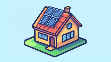 Icon, a house with solar panels on the roof