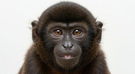 Obraz premium Close Up Portrait of a Cute Black Baby Monkey Isolated on White Background