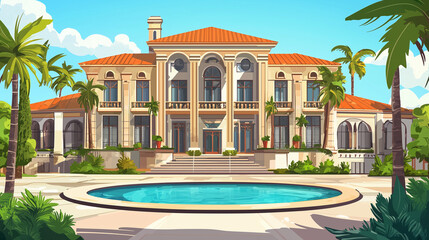 Vector illustration of a luxury mansion