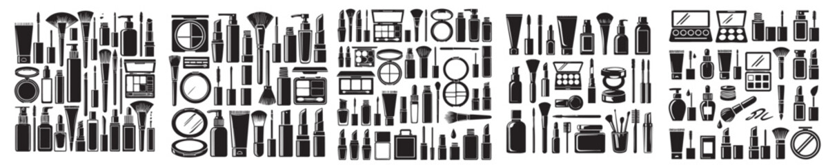 Collection of beauty equipment silhouettes