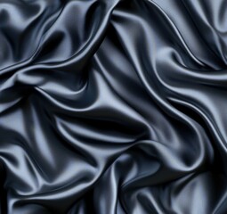 Obraz premium Luxurious Black Silk Fabric Close-up