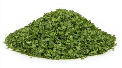 Fresh Chopped Green Herbs Pile on White Background for Culinary Use and Food Decoration