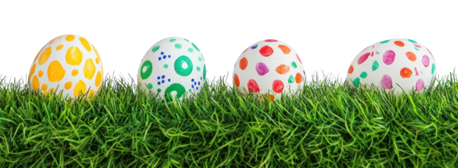PNG 4 easter eggs grass green green grass.