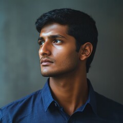 Fototapeta premium Contemplative Portrait of a Man in Formal Attire