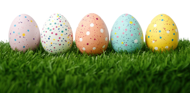 PNG 5 easter eggs background grass decorative. - Powered by Adobe