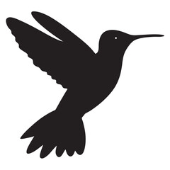 Elegant Black Hummingbird Silhouette vector on White Background EPS, Detailed Bird Vector Illustration for Design Projects with white background