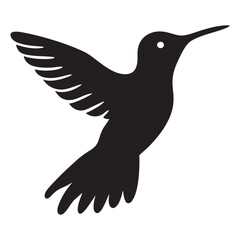Elegant Black Hummingbird Silhouette vector on White Background EPS, Detailed Bird Vector Illustration for Design Projects with white background
