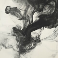 Fototapeta premium Abstract black and white ink flow studio setting artistic creation minimalist design close-up view fluid dynamics