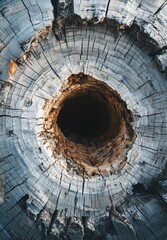 Naklejka premium Abandoned Hole in a Giant Wooden Stump
