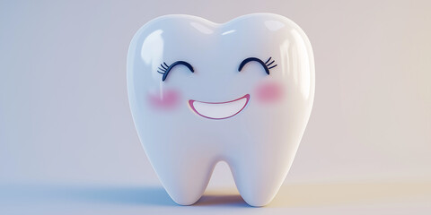 A cute tooth with a smiling face.

