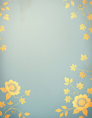 Obraz premium vintage background copy space wallpaper blue and gold floral ornament light soft color, autumn texture in retro style, retro style, with white tones