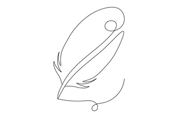 Bird feather Continuous one line art drawing  of outline line vector illustration with white background