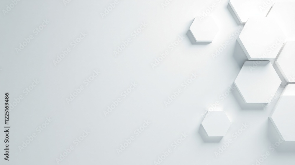 Wall mural abstract white hexagon pattern background design for modern presentations