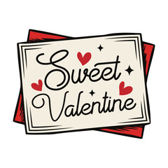 Sweet Valentine – A Heartfelt Message,  Charming Valentine's Day Illustration with Tiny Hearts and Sparkles