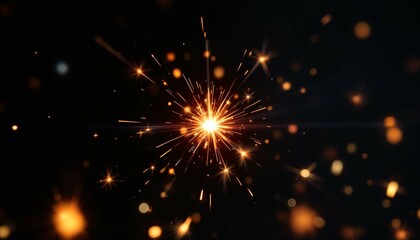 Bright Sparklers Burning on Black Background Festive Light