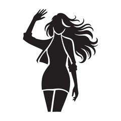 Silhouette of a person waving to convey cheer and friendliness - waving person silhouette - waving person vector - waving person illustration - waving silhouette - waving vector
