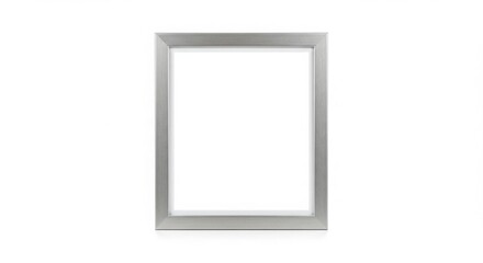 Silver Metal Empty Picture Frame Isolated on White Background