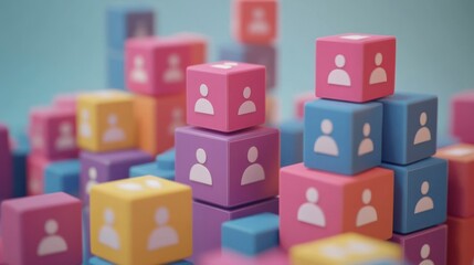 Obraz premium blocks with people icons in a human resource management concept generative ai