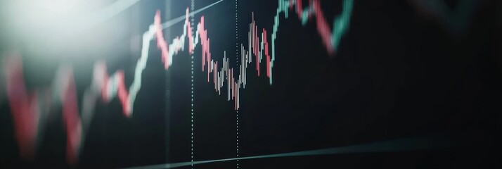 Red and green candlestick chart showing cryptocurrency market volatility, representing the fluctuations in investment value and trading patterns