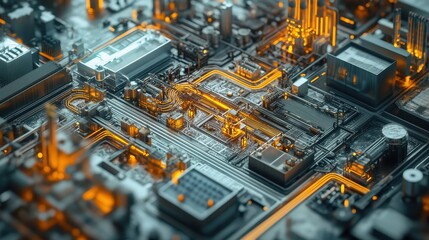 Supply chain concept, interconnected global factories, 3D illustration. 