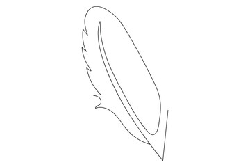 Bird feather Continuous one line art drawing  of outline line vector illustration with white background
