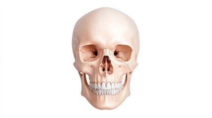 Fototapeta premium Realistic human skull on white background ? anatomy, medical, education, science, detailed study
