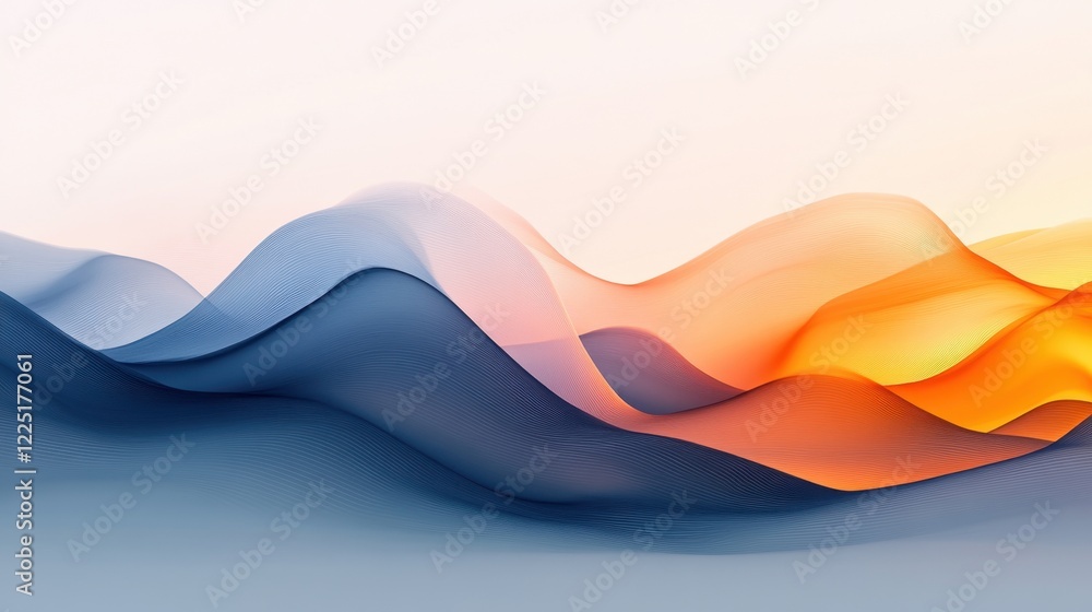 Poster Abstract waves of color blending in soft gradients
