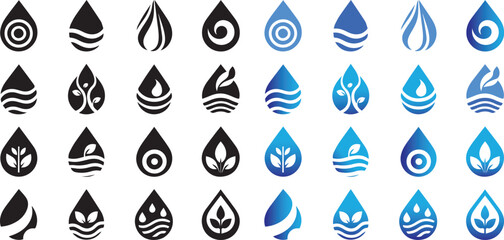 Water drop logo icon design colouring and silhouette vector.