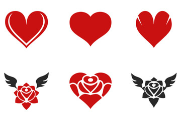 Flat valentine's day vector Silhouette icons set illustrations