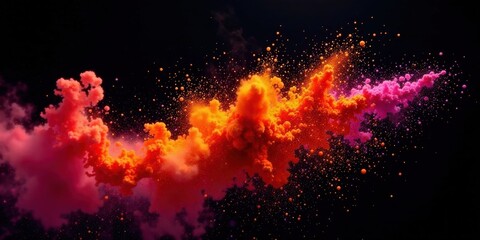 Naklejka premium Vibrant Abstract Color Explosion A Dynamic Composition of Swirling Hues and Energetic Particles in Motion