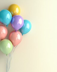 Pride month concept, Colorful Balloons Floating Against a Soft Neutral Background for Celebratory Occasions