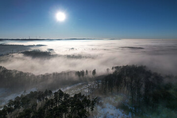 Nebel und Frost im Januar 2025 am Rand des Ruhrgebiets zum Sauerland 