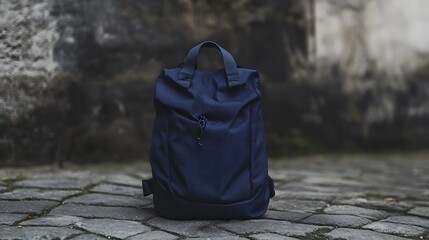 Dark blue backpack made of textile