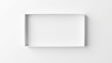 Obraz premium A simple white rectangular frame on a plain white background, providing a clean and minimalist aesthetic, perfect for showcasing your design or text.