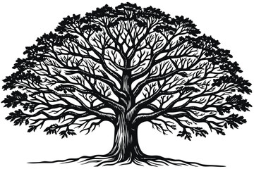 Obraz premium Black Tree Silhouette Isolated on White Background Illustration