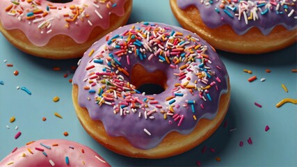 Sprinkled Donuts: A Delightful Close-Up of Vibrant Glazed Treats