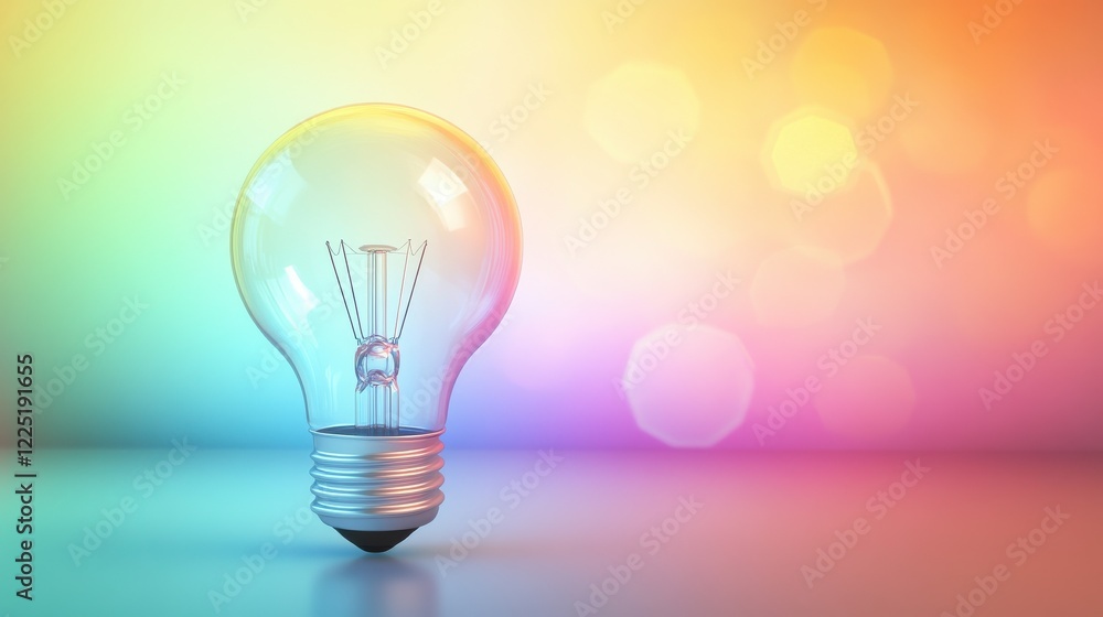 Aufkleber polygon idea light bulb on blurred gradient multicolored background. global cryptocurrency blockchai