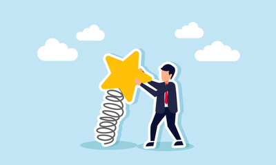 A businessman holding a star spring, illustration of managing business quality stability