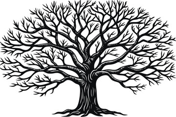 Obraz premium Black Tree Silhouette Isolated on White Background Illustration