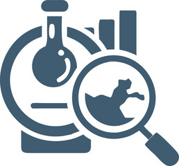 Modern Science Icon: Magnifying Glass with Flask Illustration